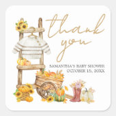 小さなかぼちゃの赤素朴ちゃんシャワー スクエアシール (正面)