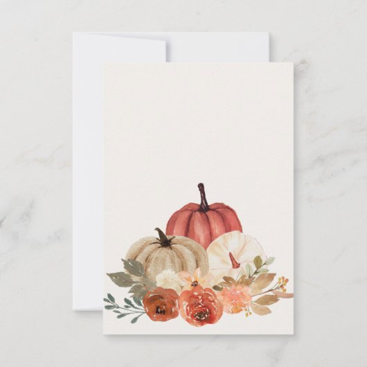 小さなかぼちゃの赤面フローラは赤ちゃんシャワーを飲む 招待状 (裏面)