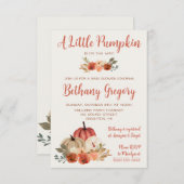 小さなかぼちゃの赤面フローラは赤ちゃんシャワーを飲む 招待状 (正面/裏面)