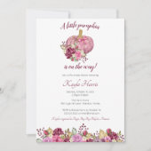 小さなかぼちゃの赤面&バーガンディ秋ベビーシャワー 招待状 (正面)