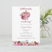 小さなかぼちゃの赤面&バーガンディ秋ベビーシャワー 招待状 (スタンド正面)