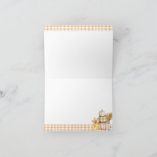 小さなかぼちゃの農村風ベビーシャワーおむつ サンキューカード (内部)