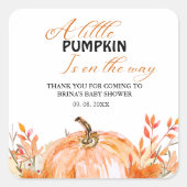 小さなかぼちゃの道秋赤ちゃんシャワーラベル スクエアシール (正面)