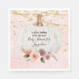 小さなかぼちゃの金ゴールドグリッター水色の花 スタンダードランチョンナプキン