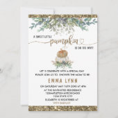 小さなかぼちゃの金ゴールドベビーシャワー招待状 招待状 (正面)