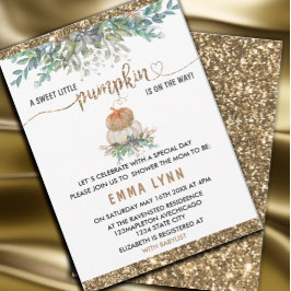 小さなかぼちゃの金ゴールドベビーシャワー招待状 招待状