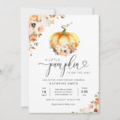 小さなかぼちゃの金ゴールド赤面フローラ赤ちゃんシャワー 招待状 (正面)