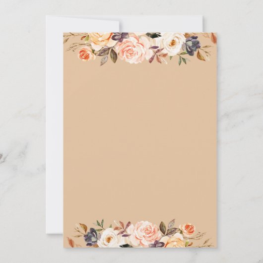 小さなかぼちゃの金ゴールド赤面フローラ赤ちゃんシャワー 招待状 (裏面)