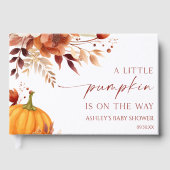 小さなかぼちゃの錆びたバーガンディフローラ赤ちゃんシャワー ゲストブック (正面)
