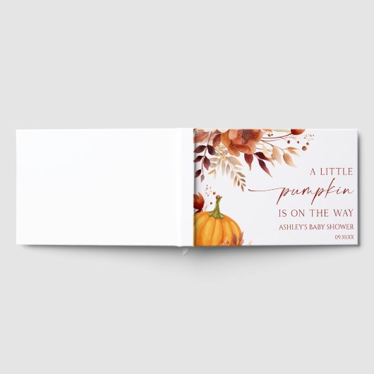 小さなかぼちゃの錆びたバーガンディフローラ赤ちゃんシャワー ゲストブック (全面)