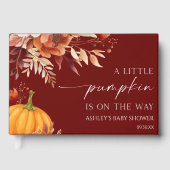 小さなかぼちゃの錆びたバーガンディフローラ赤ちゃんシャワー ゲストブック (正面)