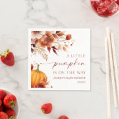 小さなかぼちゃの錆びたバーガンディフローラ赤ちゃんシャワー スタンダードカクテルナプキン (インサイチュ)