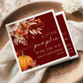 小さなかぼちゃの錆びたバーガンディフローラ赤ちゃんシャワー スタンダードカクテルナプキン