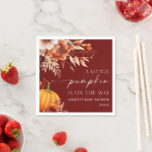 小さなかぼちゃの錆びたバーガンディフローラ赤ちゃんシャワー スタンダードカクテルナプキン (インサイチュ)