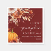 小さなかぼちゃの錆びたバーガンディフローラ赤ちゃんシャワー スタンダードカクテルナプキン (正面)