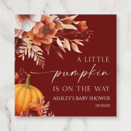 小さなかぼちゃの錆びたバーガンディフローラ赤ちゃんシャワー フェイバータグ