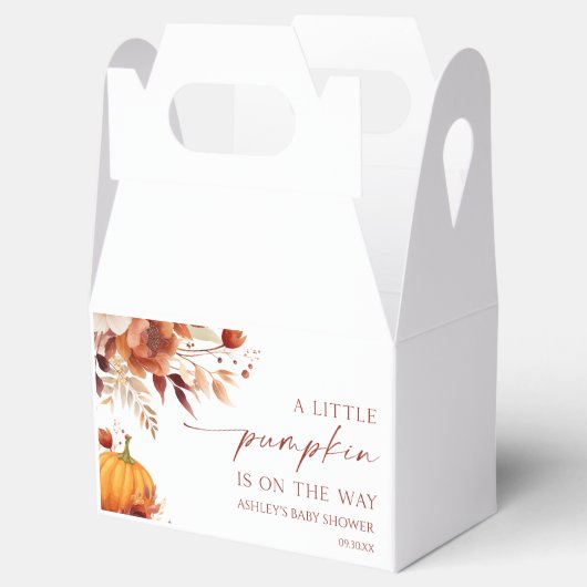 小さなかぼちゃの錆びたバーガンディフローラ赤ちゃんシャワー フェイバーボックス (オープン)