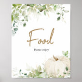 小さなかぼちゃの食べ物の赤ちゃんシャワーに緑 ポスター (正面)