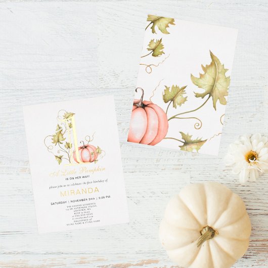 小さなかぼちゃの1歳の誕生日 箔招待状