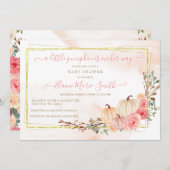 小さなかぼちゃは彼女の方法ピンクの赤ちゃんシャワー 招待状 (正面/裏面)