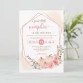 小さなかぼちゃは彼女の方法ピンクの赤ちゃんシャワー 招待状 (スタンド正面)