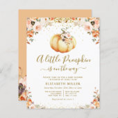 小さなかぼちゃは途中の赤ちゃんシャワー招待状 (正面/裏面)