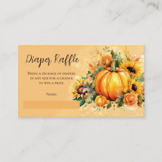 小さなかぼちゃひまわりベビーおむつラッフル エンクロージャーカード (正面)