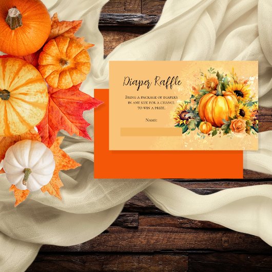 小さなかぼちゃひまわりベビーおむつラッフル エンクロージャーカード