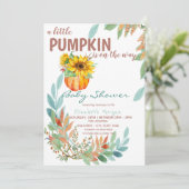 小さなかぼちゃひまわり、葉ドット赤ちゃんシャワー 招待状 (スタンド正面)
