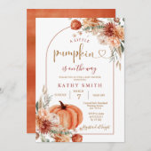 小さなかぼちゃぼほアーチ秋花赤ちゃんシャワー 招待状 (正面/裏面)