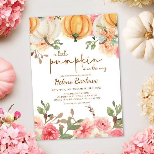 小さなかぼちゃぼほ素朴秋赤ちゃんシャワー 招待状