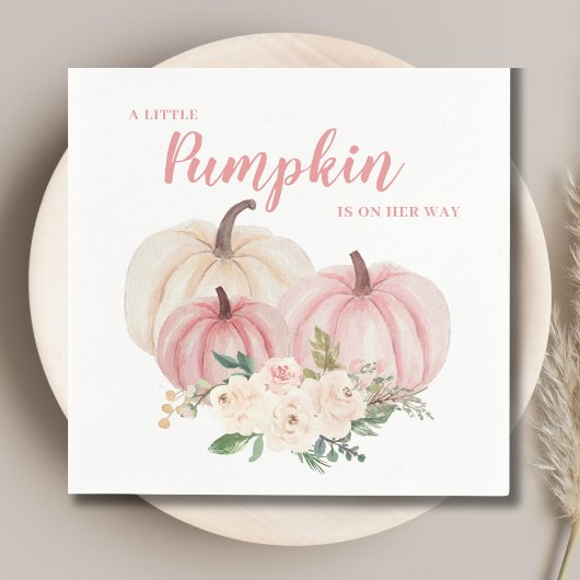 小さなかぼちゃピンクの赤ちゃんシャワー スタンダードカクテルナプキン