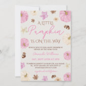 小さなかぼちゃピンクの赤ちゃんシャワー 招待状 (正面)