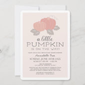 小さなかぼちゃピンク黒ドライブバイベビーシャワー 招待状 (正面)