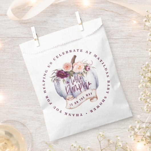 小さなかぼちゃ水色秋赤ちゃんシャワー可食 フェイバーバッグ (クリップ留めされた状態)