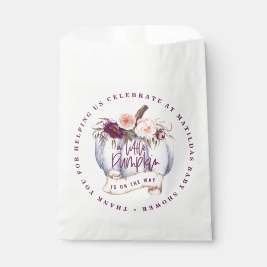 小さなかぼちゃ水色秋赤ちゃんシャワー可食 フェイバーバッグ (正面)