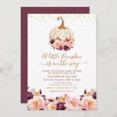 小さなかぼちゃ秋フローラベビースシャワー 招待状 (正面/裏面)