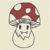 小さなかわいいキノコ牙 シール (正面)