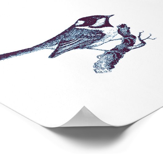 小さなかわいいブルーバードヴィンテージイラストレーション ポスター (角)