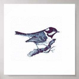 小さなかわいいブルーバードヴィンテージイラストレーション ポスター