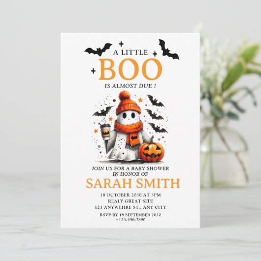 小さなかわいいブーはほとんど赤ちゃんシャワー 招待状 (スタンド正面)