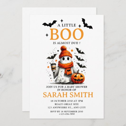 小さなかわいいブーはほとんど赤ちゃんシャワー 招待状 (正面/裏面)