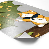 小さなかわいい楽しむ猫の秋 フォトプリント (角)