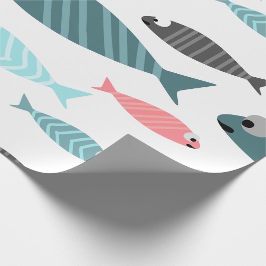 小さなかわいい魚のカラフルデザイン ラッピングペーパー (角)