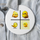 小さなかわいい黄色いデザインを持つボタン 缶バッジ (インサイチュ)