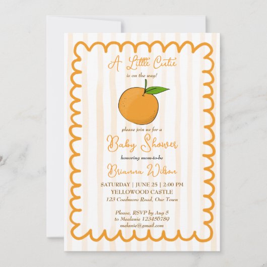 小さなかわいこちゃんお洒落の赤ちゃんシャワー 招待状 (正面)