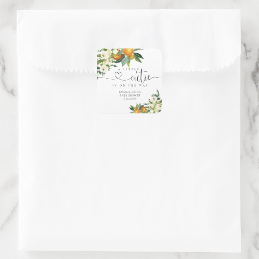 小さなかわいこちゃんがウェイスクエアラベルに載っている スクエアシール (バッグ)