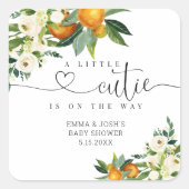 小さなかわいこちゃんがウェイスクエアラベルに載っている スクエアシール (正面)