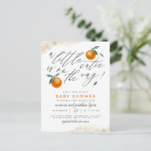 小さなかわいこちゃんがオレンジのベビーシャワーの途中 インビテーションポストカード (スタンド正面)