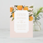 小さなかわいこちゃんがオレンジの赤ちゃんシャワーを途中にある 招待状 (スタンド正面)